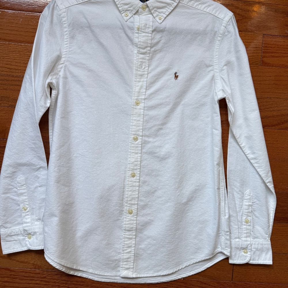 Boys White Ralph Lauren Button Down Shirt